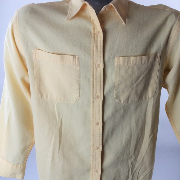 EDDIE BAUER Womens S/P Petite Yellow Dress Shirt - Picture 2 of 6